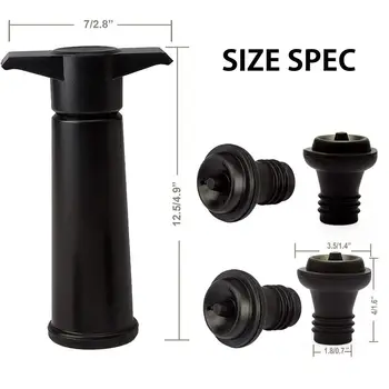 Wine Vacuum Pump with 4 Stoppers - Wine Stopper for Long Shelf life black
Wine Vacuum Pump with 4 Stoppers - Wine Stopper for Long Shelf life black