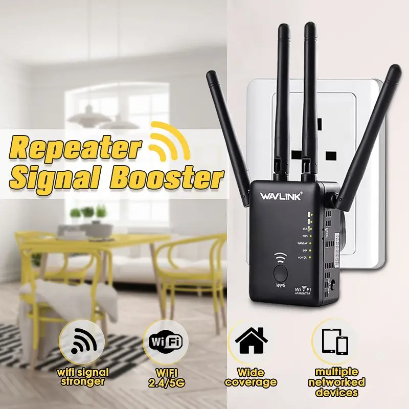 Wavlink UK/EU/US/AU Plug AC1200 Dual for Band 1200Mbps 4x3dBi External Antenna Wireless WIFI Repeater
Wavlink UK/EU/US/AU Plug AC1200 Dual for Band 1200Mbps 4x3dBi External Antenna Wireless WIFI Repeater