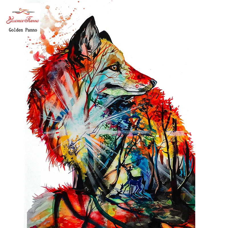 GOLDEN PANNO Diamond Painting Full Square 5D Diy Daimond Embroidery Diamant Mosaic Sale Displasy Broderie wolf 03 | Дом и сад
