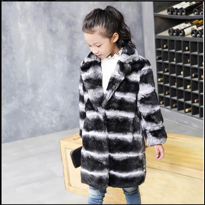Children Rex Rabbit Fur Coat Winter Warm Boys Grils Long Section Outerwear Coats Kids Turn-down Collar Full Striped Clothing C#1
Children Rex Rabbit Fur Coat Winter Warm Boys Grils Long Section Outerwear Coats Kids Turn-down Collar Full Striped Clothing C#1