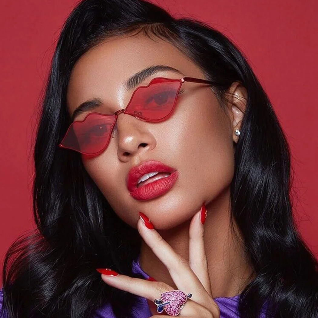 Sexy Small Lips Shape Sunglasses Women Brand Designer Gold Silver Metal Frame Sun Glasses Vintage Female Red Shades Sunglass | Аксессуары