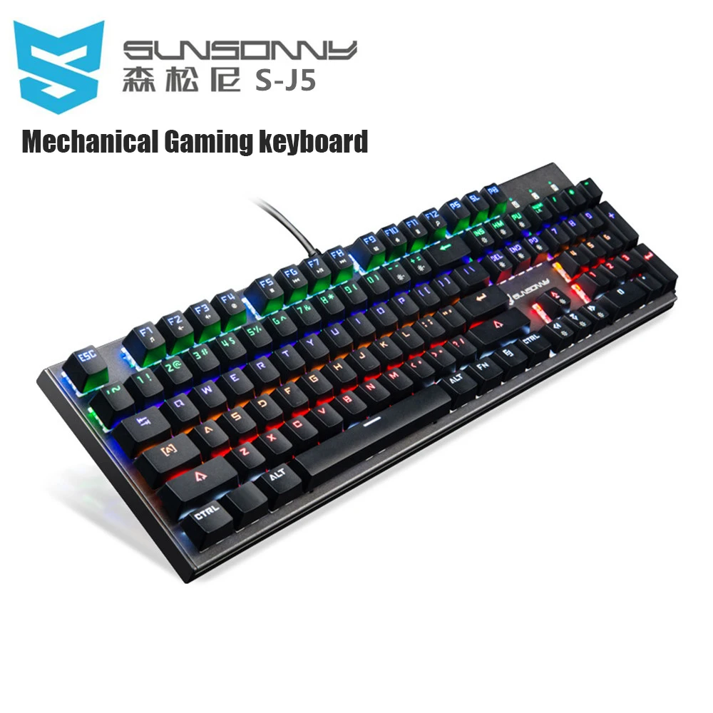 SUNSONNY S - J5 Wired Mechanical Gaming Keyboard Blue Switch Colorful LED Backlight 104 Keys Ergonomic Keyboards with USB 2.0
SUNSONNY S - J5 Wired Mechanical Gaming Keyboard Blue Switch Colorful LED Backlight 104 Keys Ergonomic Keyboards with USB 2.0