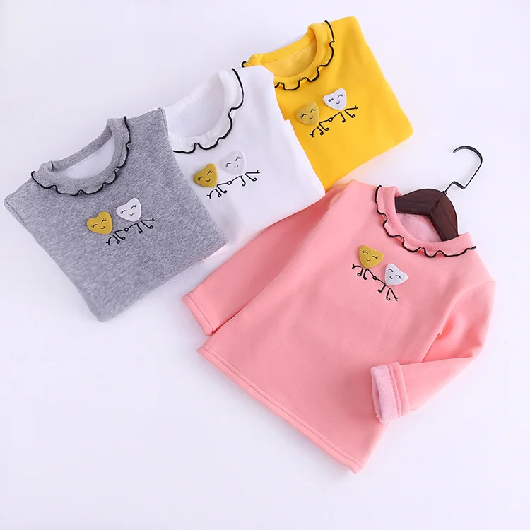 Girls T-shirt wooden ear collar long-sleeved embroidered plus velvet bottoming shirt autumn winter cotton children's clothing
Girls T-shirt wooden ear collar long-sleeved embroidered plus velvet bottoming shirt autumn winter cotton children's clothing