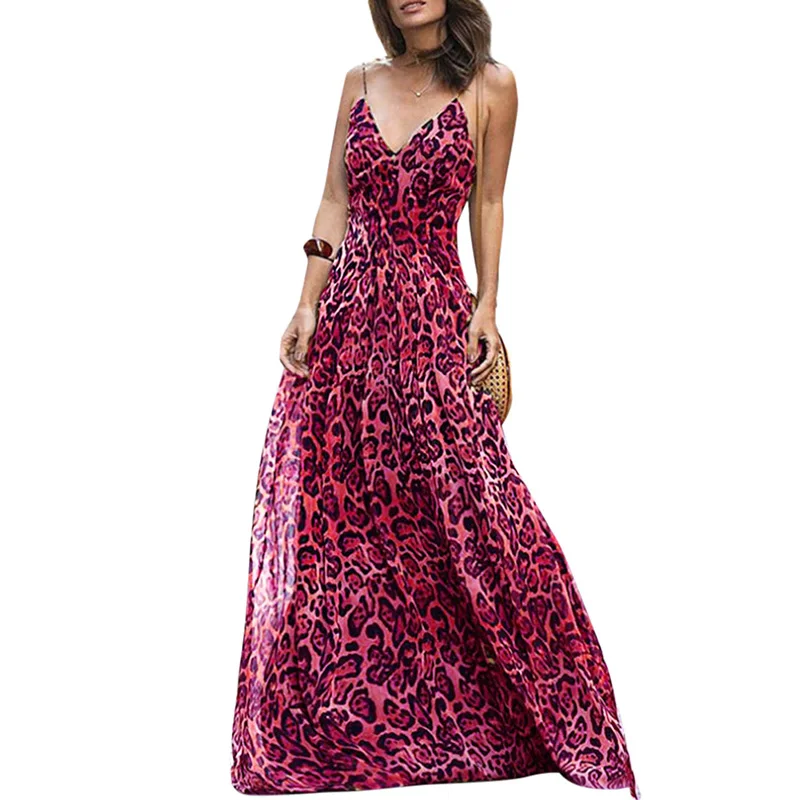 Women Dress Women Leopard Print Long Dress Sexy V Neck Spaghetti Shoulder Straps Sleeveless Loose Casual Boho Maxi Summer Dress
Women Dress Women Leopard Print Long Dress Sexy V Neck Spaghetti Shoulder Straps Sleeveless Loose Casual Boho Maxi Summer Dress