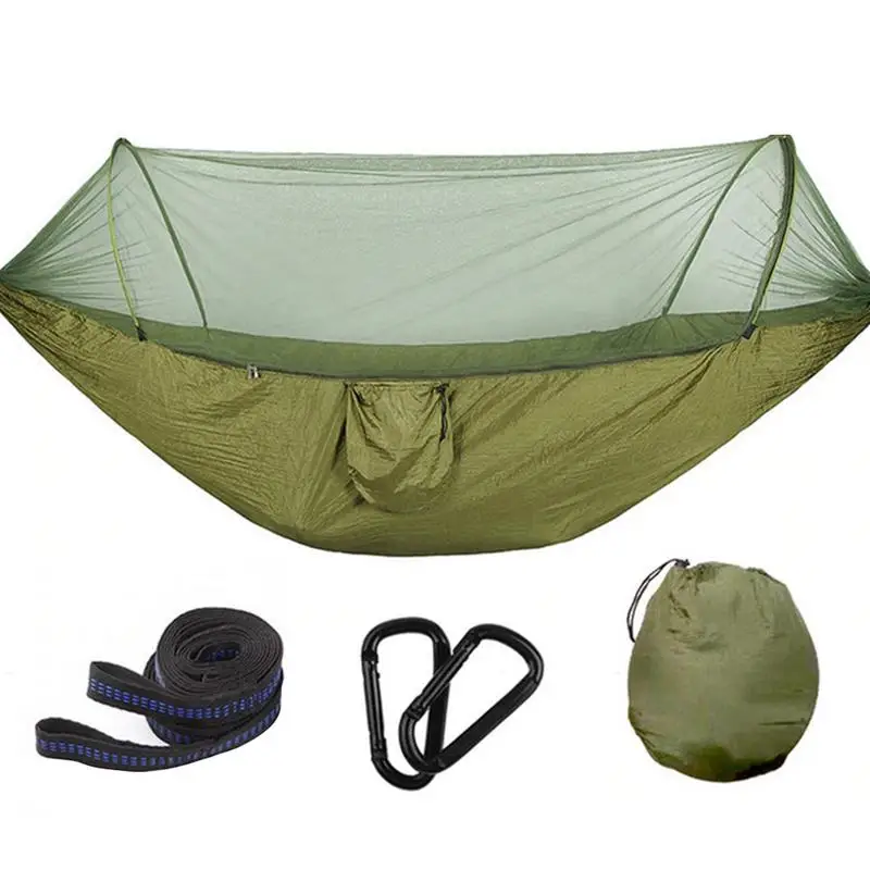 Automatic Quick Open With Mosquito Net Hammock Single Double Nylon Parachute Cloth Camping Portable Tent With Bug Netting Straps
Automatic Quick Open With Mosquito Net Hammock Single Double Nylon Parachute Cloth Camping Portable Tent With Bug Netting Straps