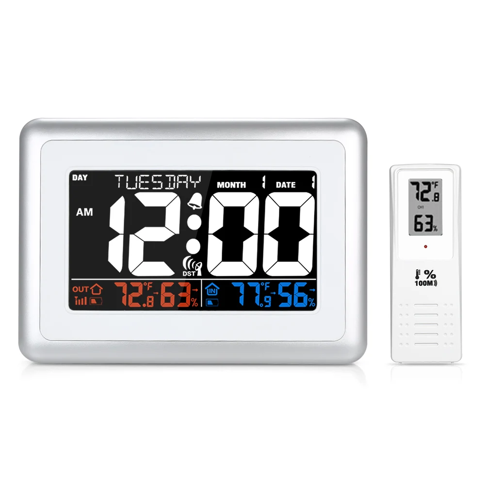 Weather Station Digital Thermometer Hygrometer Temperature Sensor Humidity Meter With Calendar Voice Control Backlight Function
Weather Station Digital Thermometer Hygrometer Temperature Sensor Humidity Meter With Calendar Voice Control Backlight Function