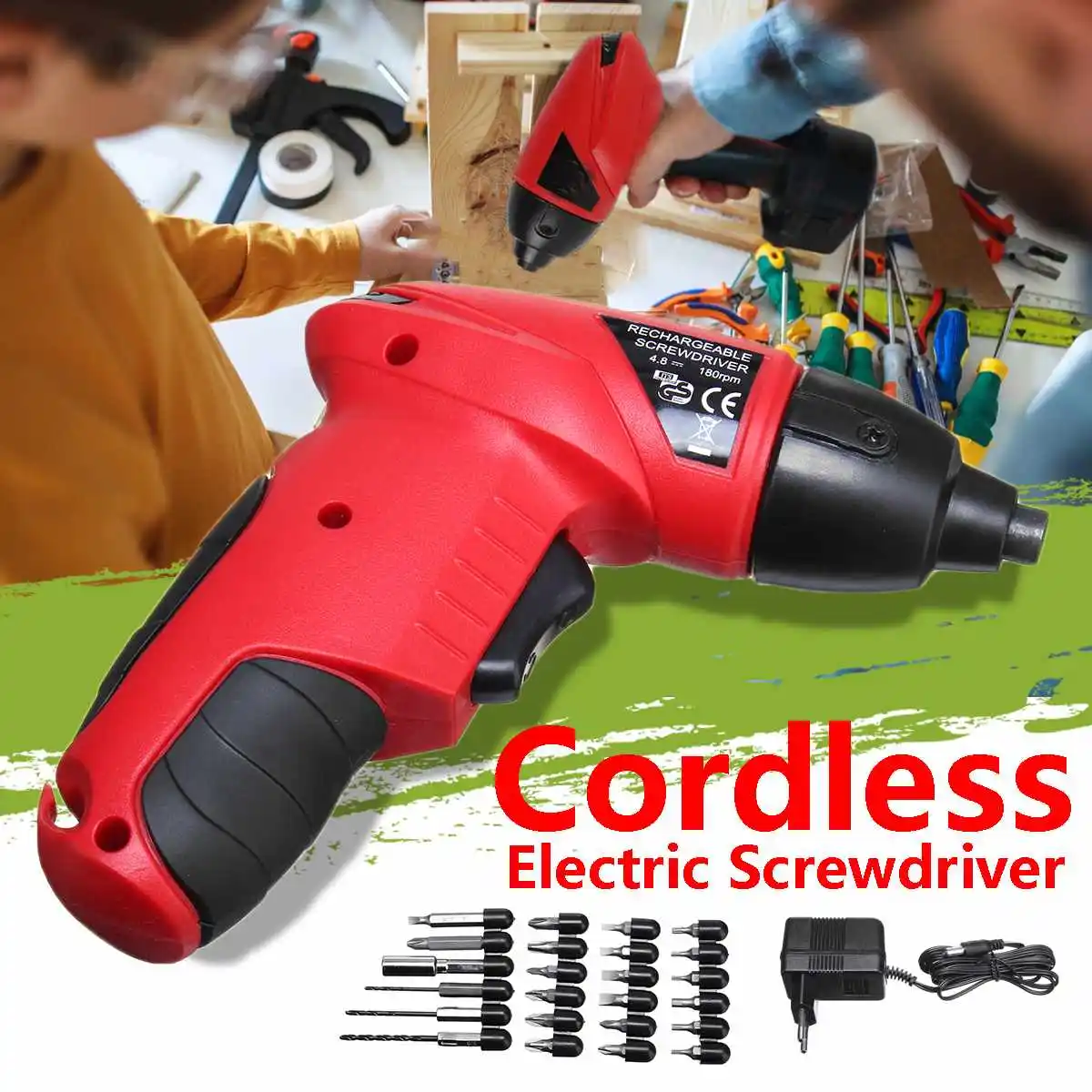 Electric Drill 4.8V 25pc Cordless Rechargeable Powerful Screwdriver Screw Set EU Charging 6W 180rpm No-load Speed Auto-lock
Electric Drill 4.8V 25pc Cordless Rechargeable Powerful Screwdriver Screw Set EU Charging 6W 180rpm No-load Speed Auto-lock