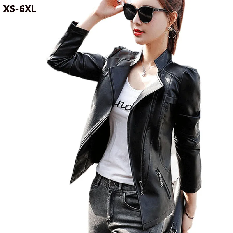 Plus Size XS 6XL Women Leather Jacket black Leather Jacket Zipper Long Sleeve Short Coat Motorcycle Coat Leather Jacket Women 08
Plus Size XS 6XL Women Leather Jacket black Leather Jacket Zipper Long Sleeve Short Coat Motorcycle Coat Leather Jacket Women 08