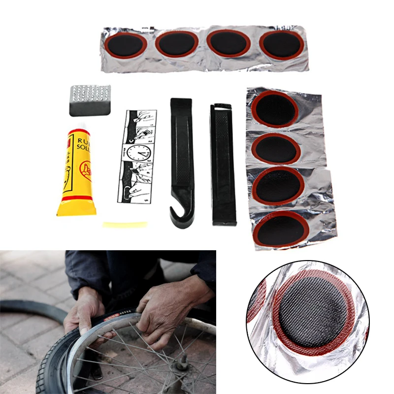 Portable Bicycle Flat Tire Repair Kit Tool Set Kit Patch Rubber Fetal Cycling Tyre Puncture Rubber Kits Tools For MTB Road Bike
Portable Bicycle Flat Tire Repair Kit Tool Set Kit Patch Rubber Fetal Cycling Tyre Puncture Rubber Kits Tools For MTB Road Bike