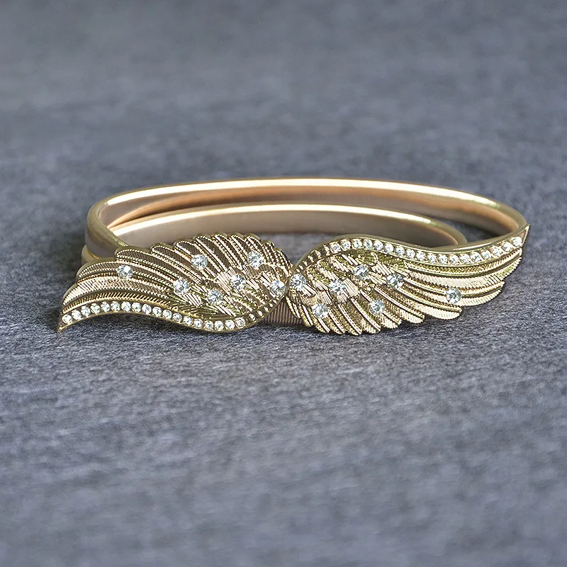 New Fashion Women Belt Female Belt Slim For Women Angel wings Design Clasp Front Stretch Metal Waist Elastic belt Ceinture Belt
New Fashion Women Belt Female Belt Slim For Women Angel wings Design Clasp Front Stretch Metal Waist Elastic belt Ceinture Belt