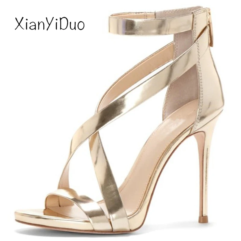 2019 new Summer Women's shoes open toe super high Heels thin sandals zipper fashion sexy plus size 34-43 Silver Gold/A366
2019 new Summer Women's shoes open toe super high Heels thin sandals zipper fashion sexy plus size 34-43 Silver Gold/A366