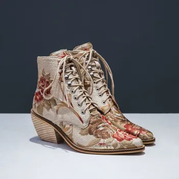 Hot Selling Tribal Fashion Embroidery Ankle Boots Pointed Toe Lace-up Boots Plus Size European Shoes Women Size
Hot Selling Tribal Fashion Embroidery Ankle Boots Pointed Toe Lace-up Boots Plus Size European Shoes Women Size