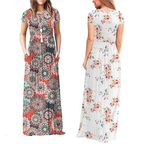 Casual Fashion Summer BOHO Ladies Floral Jersey Gypsy Long Maxi Summer Beach Sun Dress
Casual Fashion Summer BOHO Ladies Floral Jersey Gypsy Long Maxi Summer Beach Sun Dress