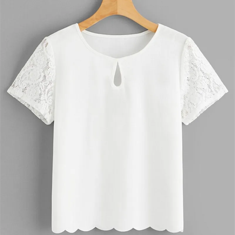 New Fashion Women Hollow Neck Shirt Tops Casual Lace Shortsleeve T-Shirts Sexy Solid Summer Tops Clothes T-shirt
New Fashion Women Hollow Neck Shirt Tops Casual Lace Shortsleeve T-Shirts Sexy Solid Summer Tops Clothes T-shirt