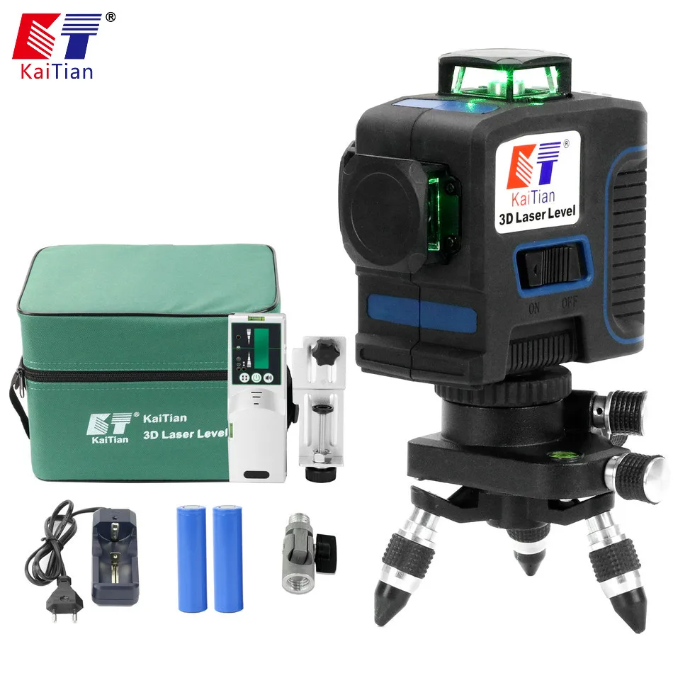 KaiTian 12Lines 3D Laser Level Receive Self-Leveling Horizontal 360 Vertical Cross Super Powerful Green Laser 3D Beam Line Level 
KaiTian 12Lines 3D Laser Level Receive Self-Leveling Horizontal 360 Vertical Cross Super Powerful Green Laser 3D Beam Line Level