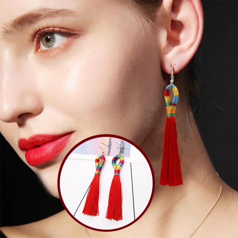 Sale 1 Pair Bohemian Long Statement Tassel Drop Earrings Luxury Colorful Tassel Earrings For Women Dangle Earrings
Sale 1 Pair Bohemian Long Statement Tassel Drop Earrings Luxury Colorful Tassel Earrings For Women Dangle Earrings