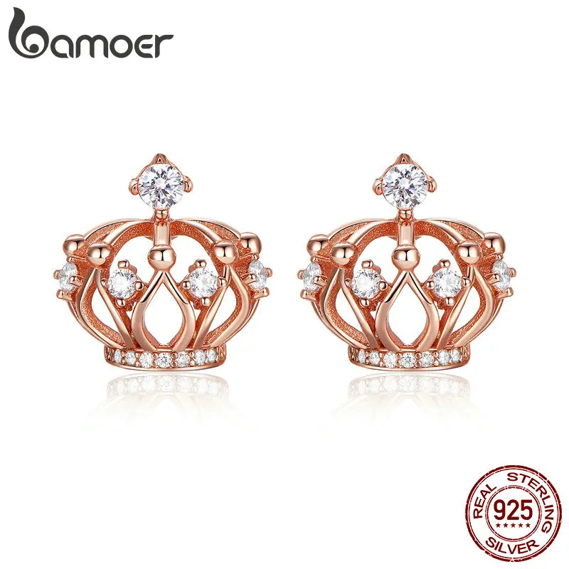 BAMOER Romantic 100% 925 Sterling Silver Clear CZ Princess Crown Shape Stud Earrings Women Wedding Engagement Jewelry SCE574
BAMOER Romantic 100% 925 Sterling Silver Clear CZ Princess Crown Shape Stud Earrings Women Wedding Engagement Jewelry SCE574