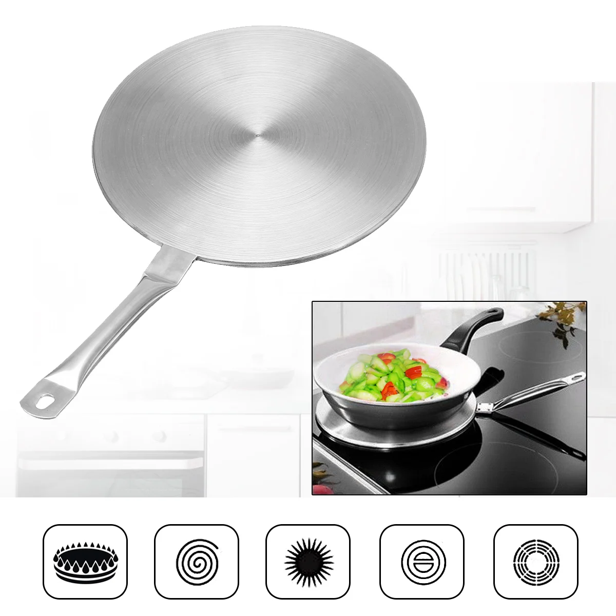 1PC 22cm Induction Cooktop Converter Thermal Guide Plate For Magnetic Kitchen Accessories Stainless Steel
1PC 22cm Induction Cooktop Converter Thermal Guide Plate For Magnetic Kitchen Accessories Stainless Steel