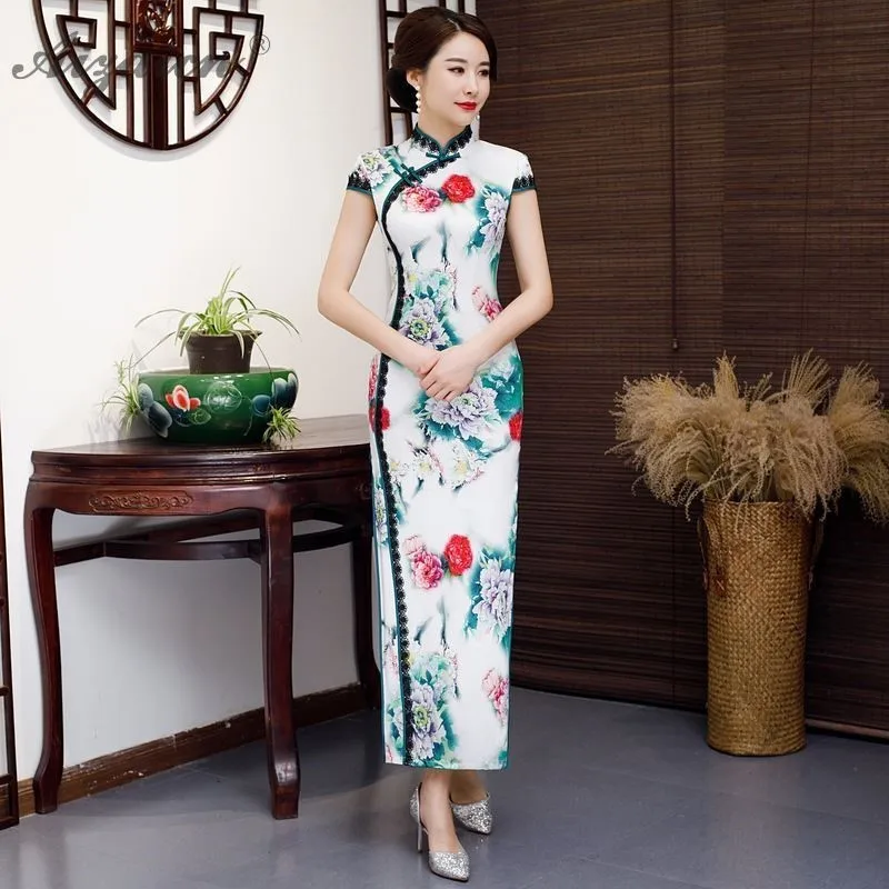 Spring New Lace Cheongsam Long Evening Dresses Qi Pao Chinese Traditional Dress Chinoise Similar Silk Qipao Robe Orientale Gown
Spring New Lace Cheongsam Long Evening Dresses Qi Pao Chinese Traditional Dress Chinoise Similar Silk Qipao Robe Orientale Gown