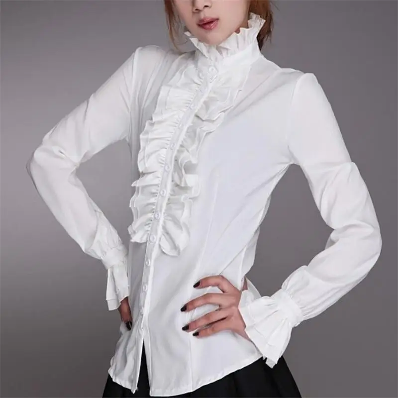 fashion style Victorian Women OL Office Lady Shirt High Neck Frilly Ruffle Cuffs Shirt Blouse
fashion style Victorian Women OL Office Lady Shirt High Neck Frilly Ruffle Cuffs Shirt Blouse