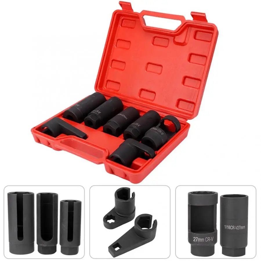 7Pcs Oxygen Sensor Injector Socket Wrench Removal Kit Puller Tools Automotive professional repair tools CVR chrome vanadium New
7Pcs Oxygen Sensor Injector Socket Wrench Removal Kit Puller Tools Automotive professional repair tools CVR chrome vanadium New