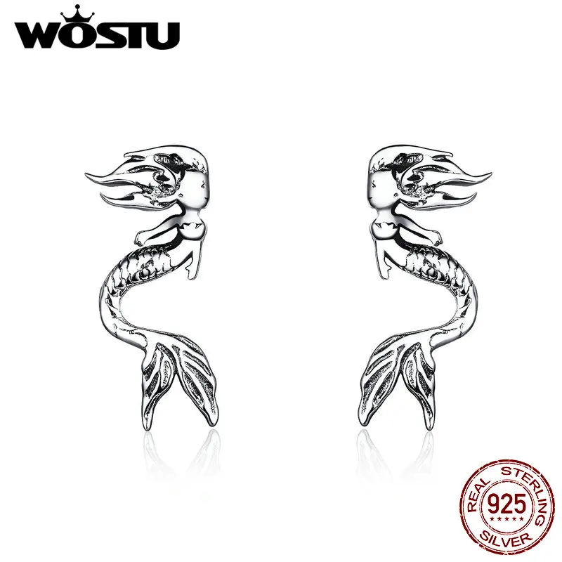 WOSTU Vintage Style Mermaid Tail Stud Earrings 925 Sterling Silver Sea-maid Small Earrings For Women 2019 Fashion Jewelry CQE588
WOSTU Vintage Style Mermaid Tail Stud Earrings 925 Sterling Silver Sea-maid Small Earrings For Women 2019 Fashion Jewelry CQE588