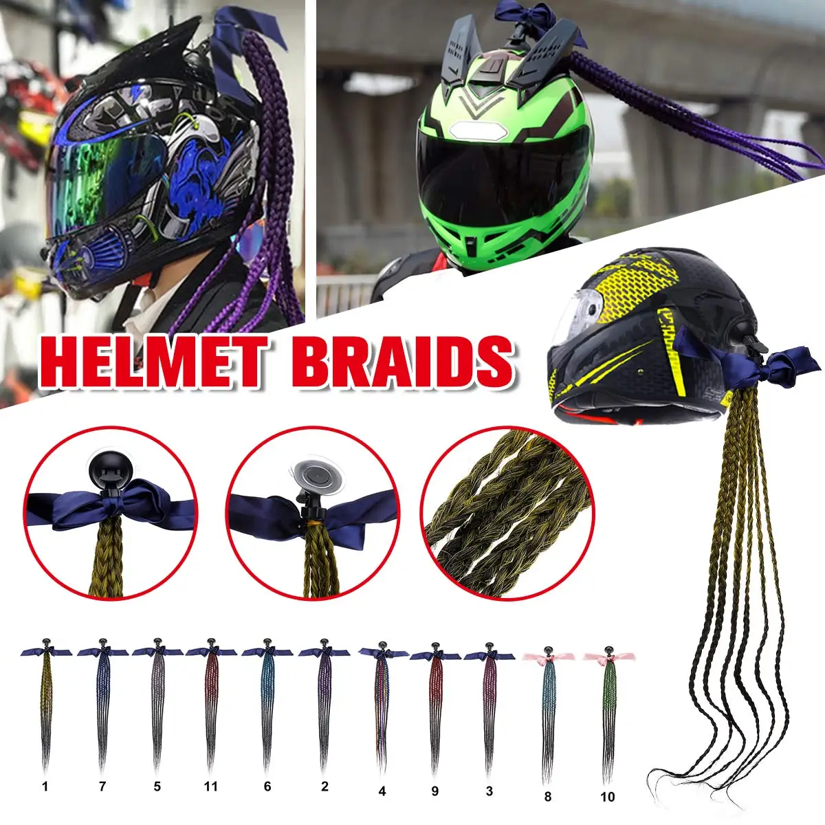 60cm Punk Style Motorcycle Bike Gradient Ramp Helmet Braids Twist Sucker Removable Braid Pigtail Ponytail Motocross Racing
60cm Punk Style Motorcycle Bike Gradient Ramp Helmet Braids Twist Sucker Removable Braid Pigtail Ponytail Motocross Racing