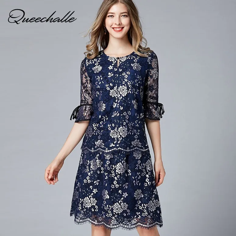 Queechalle Women Set 2019 Spring Floral Hollow Out Half Sleeve Lace Top and Elastic Waist Loose Skirt A-line Twopiece Set Female
Queechalle Women Set 2019 Spring Floral Hollow Out Half Sleeve Lace Top and Elastic Waist Loose Skirt A-line Twopiece Set Female