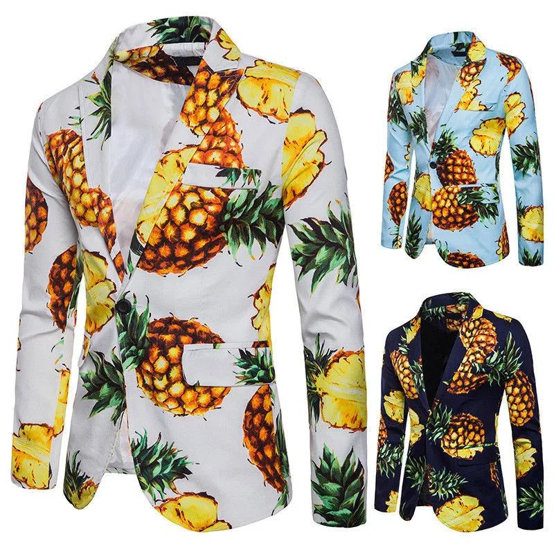 Men's Pineapple Lapel Collar Single Button Blazer Hawaii Holiday Style Csual Suit Jacket Coat Tailoring Suits For Beach Party
Men's Pineapple Lapel Collar Single Button Blazer Hawaii Holiday Style Csual Suit Jacket Coat Tailoring Suits For Beach Party