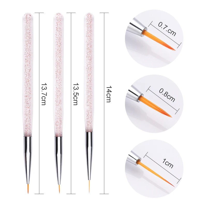 3 Pcs/Set Nail Liner UV Gel Brush Drawing Painting Pen Pink Silver Acrylic Glitter Handle Manicure Nails Brush Pen
3 Pcs/Set Nail Liner UV Gel Brush Drawing Painting Pen Pink Silver Acrylic Glitter Handle Manicure Nails Brush Pen