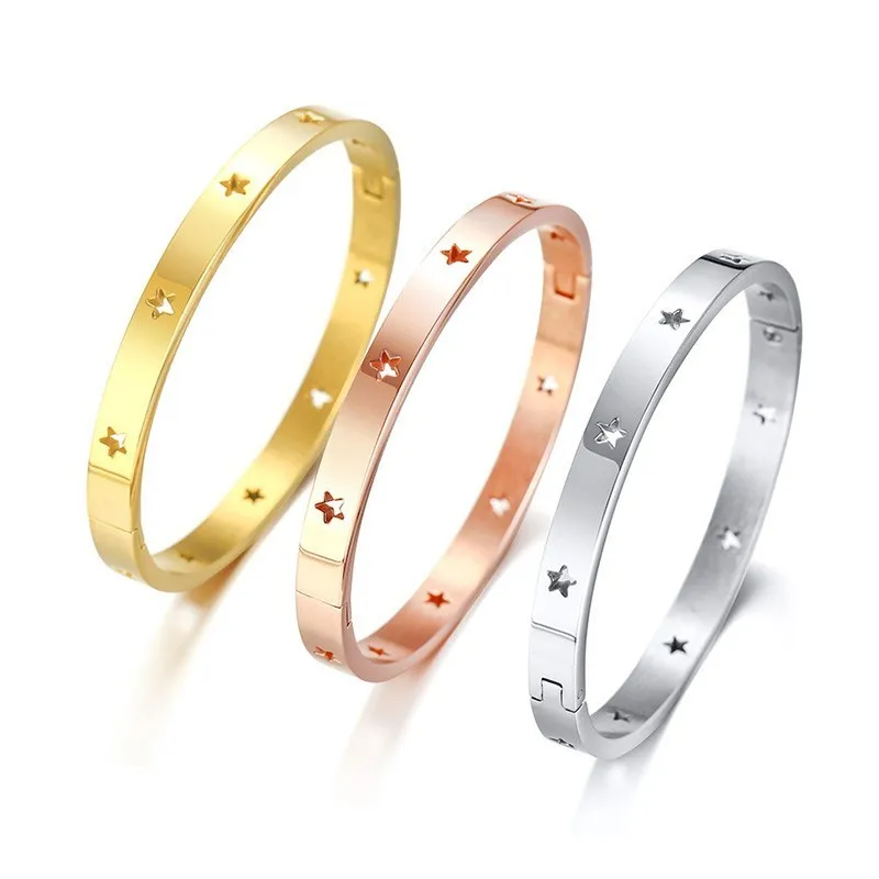Vnox Stars Cuff Bracelets Round Bangles for Women 6mm Width Silver Rose Gold Color
Vnox Stars Cuff Bracelets Round Bangles for Women 6mm Width Silver Rose Gold Color