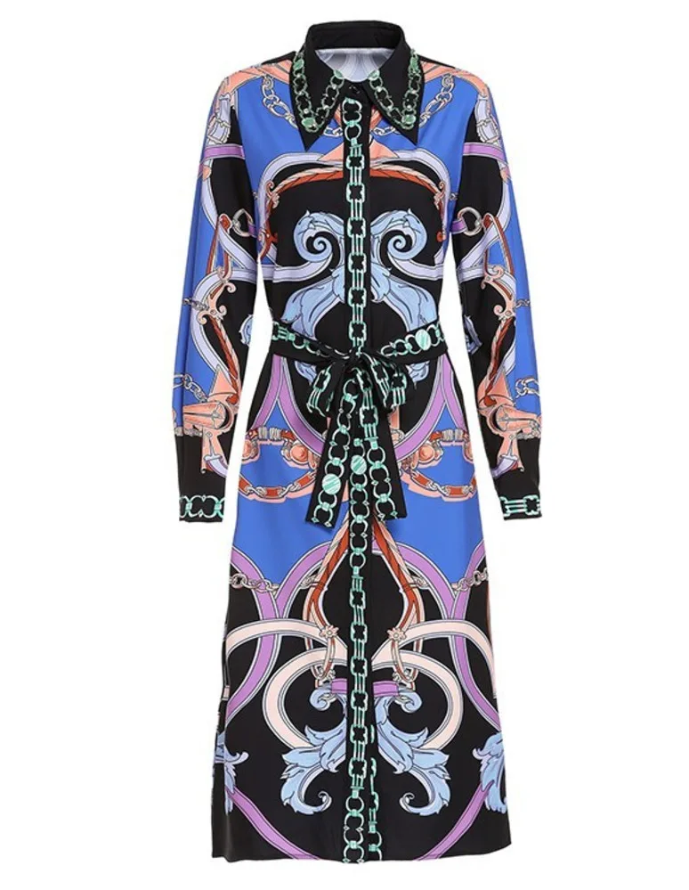 Single Breasted Runway Shirt Dress Women 2019 Office Ladies Elegant Autumn Dress Baroque Pattern Floral Long Sleeve Dresses Blue
Single Breasted Runway Shirt Dress Women 2019 Office Ladies Elegant Autumn Dress Baroque Pattern Floral Long Sleeve Dresses Blue