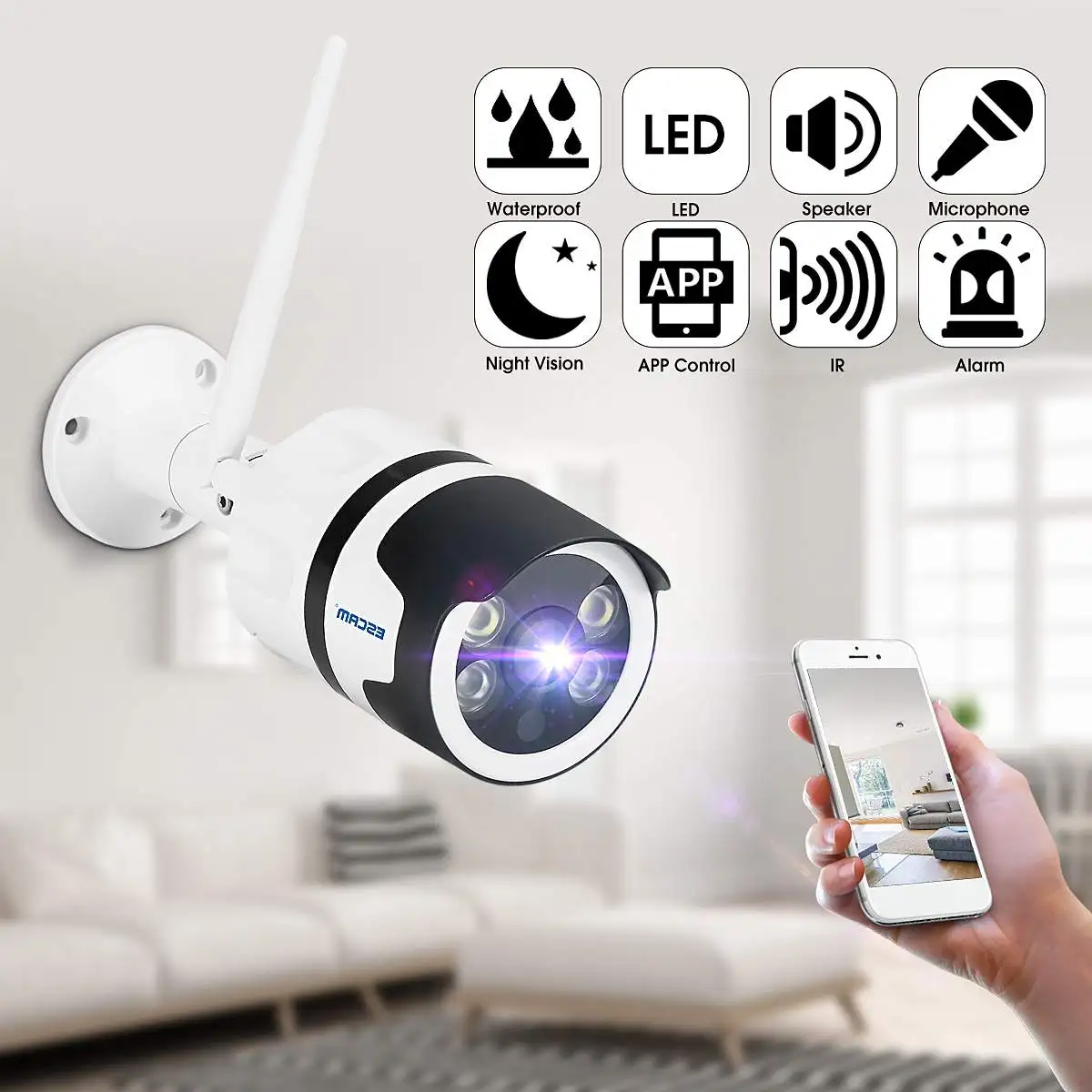 ESCAM 1080P HD WiFi IP Camera Security Camera with Night Vision Audio Motion Detection Remote Alarm Home Camera Pet Baby Monitor
ESCAM 1080P HD WiFi IP Camera Security Camera with Night Vision Audio Motion Detection Remote Alarm Home Camera Pet Baby Monitor
