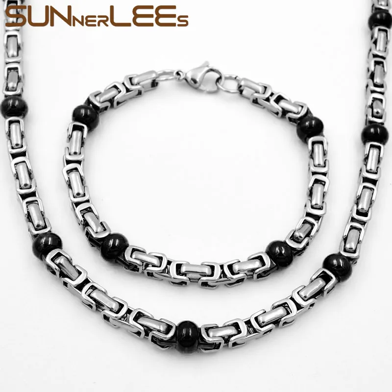 SUNNERLEES Fashion Jewelry Stainless Steel Necklace Bracelet Set 6mm Byzantine Link Chain Silver Black Gold Men Women SC102 S
SUNNERLEES Fashion Jewelry Stainless Steel Necklace Bracelet Set 6mm Byzantine Link Chain Silver Black Gold Men Women SC102 S