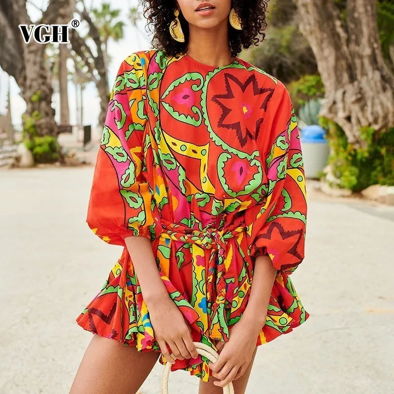 VGH Spring Vintage Pleated Dress For Women O Neck Long Sleeve Sashes High Waist Print Mini Dresses Female Fashion 2019 New Tide
VGH Spring Vintage Pleated Dress For Women O Neck Long Sleeve Sashes High Waist Print Mini Dresses Female Fashion 2019 New Tide