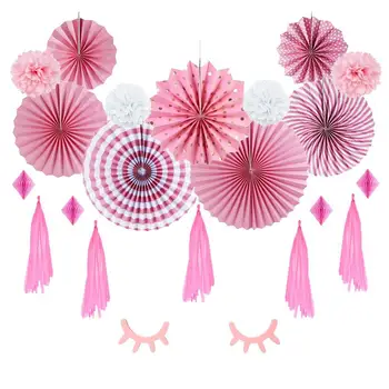 12pc Pink Girls Birthday Party Decoration Set Paper Fans Honeycomb Hanging Ornaments Wooden Eyelash Wall Stickers Shower Tassels
12pc Pink Girls Birthday Party Decoration Set Paper Fans Honeycomb Hanging Ornaments Wooden Eyelash Wall Stickers Shower Tassels