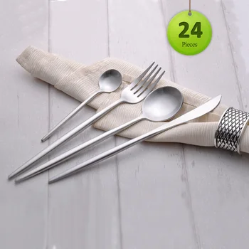 24Pcs/Set 18/10 Stainless Steel Dinner Luxury Silver Dinnerware Knife Fork TeaSpoon Tableware Cutlery Set Service for 6
24Pcs/Set 18/10 Stainless Steel Dinner Luxury Silver Dinnerware Knife Fork TeaSpoon Tableware Cutlery Set Service for 6