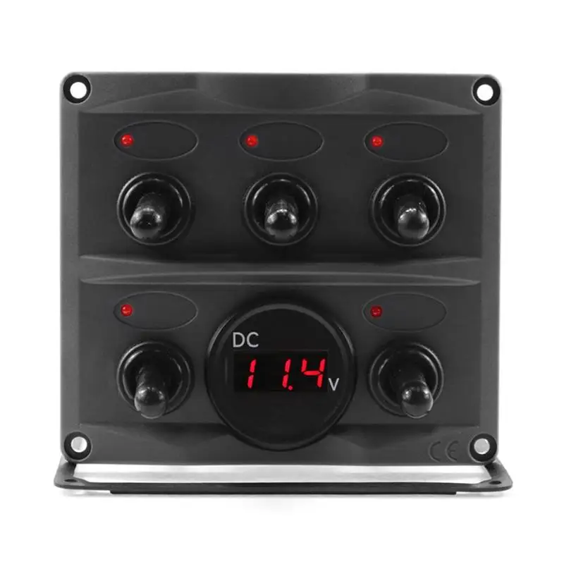 VODOOL Waterproof 12/24V 5 Gang Toggle Switch Panel With LED Digital Voltage Display Voltmeter Switches For Car Boat RV Truck
VODOOL Waterproof 12/24V 5 Gang Toggle Switch Panel With LED Digital Voltage Display Voltmeter Switches For Car Boat RV Truck