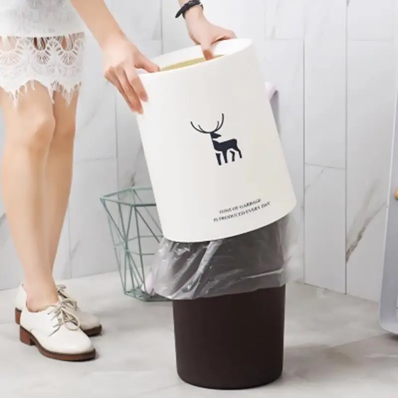 Nordic Black Whit Elk Double Circular Trash Can Living Room Kitchen Cuisine Matte Plastic Waste Bin without Lid Office Trash Bin
Nordic Black Whit Elk Double Circular Trash Can Living Room Kitchen Cuisine Matte Plastic Waste Bin without Lid Office Trash Bin