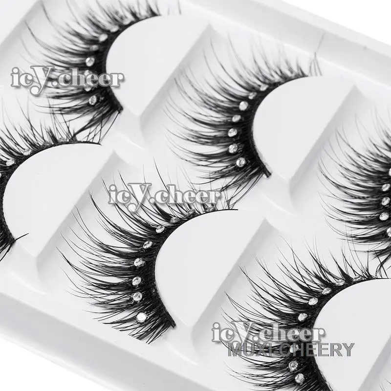 

ICYCHEER Fashion Shimmer Long Thick 5 Pairs Makeup False Eyelashes Set Extension Diamond Glitter Eyelash