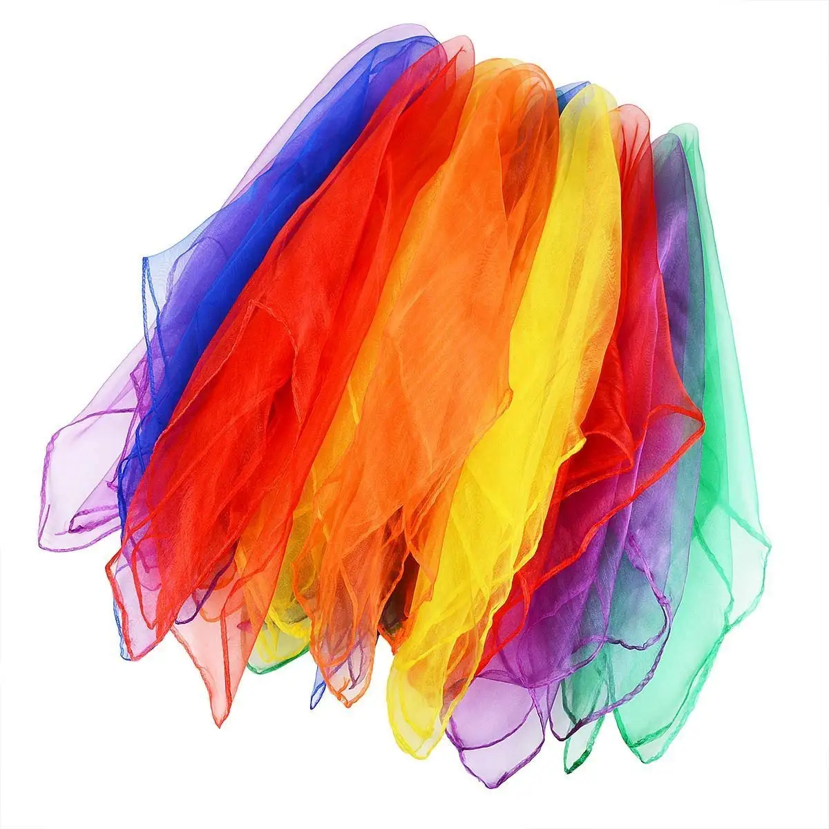 MYTL 12 x маленькие танцевальные шарфы многоцветные с каймой жонглирующие для