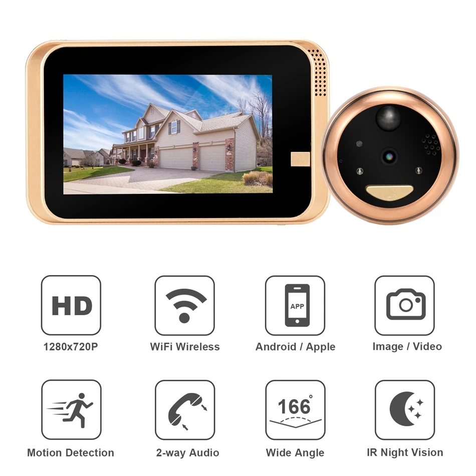 HomeFong Smart видео глазок беспроводной дверной звонок Камера Беспроводной телефон