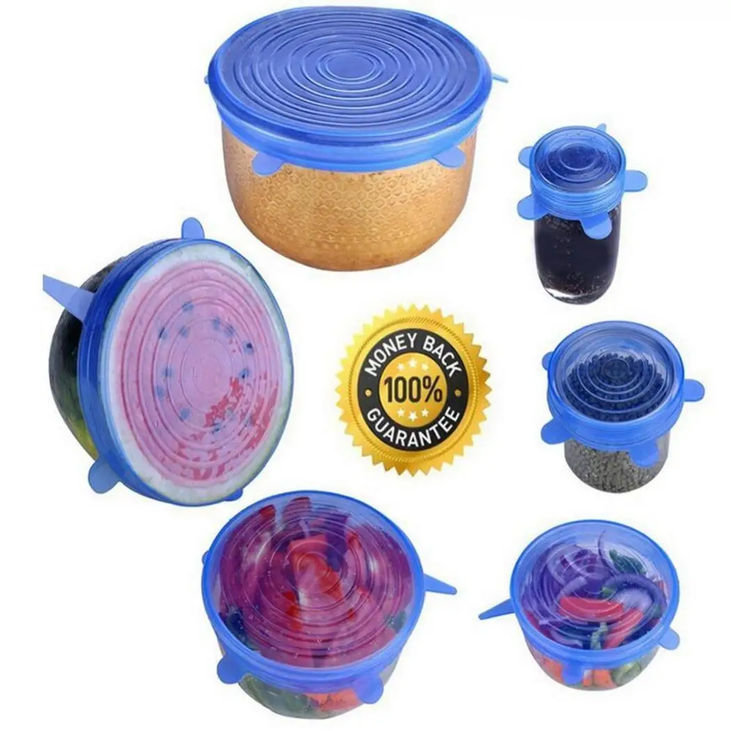 6 Pcs/Set Reusable Silicone Food Wrap Stretch Vacuum Seal Cover Saran Wrap Kitchen Organization Food Fresh Keeping Sealed lids
6 Pcs/Set Reusable Silicone Food Wrap Stretch Vacuum Seal Cover Saran Wrap Kitchen Organization Food Fresh Keeping Sealed lids