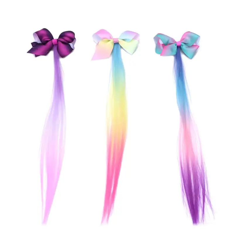 3pcs Rainbow Gradient Bowknot Hairpin Colorful Periwig Bow Hair Clips Headwear Long Wigs For Children Girls
3pcs Rainbow Gradient Bowknot Hairpin Colorful Periwig Bow Hair Clips Headwear Long Wigs For Children Girls