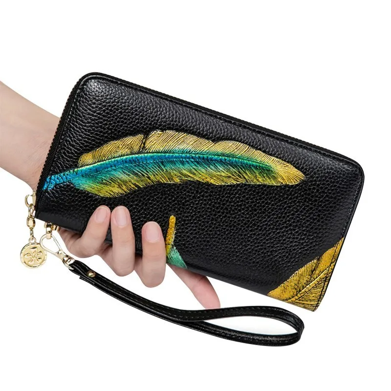 Fashion Feathers Prints Women Wallet Genuine Leather Wallets Women Phone Pocket Long Zipper Coin Purse Card Holder Money Bag
Fashion Feathers Prints Women Wallet Genuine Leather Wallets Women Phone Pocket Long Zipper Coin Purse Card Holder Money Bag