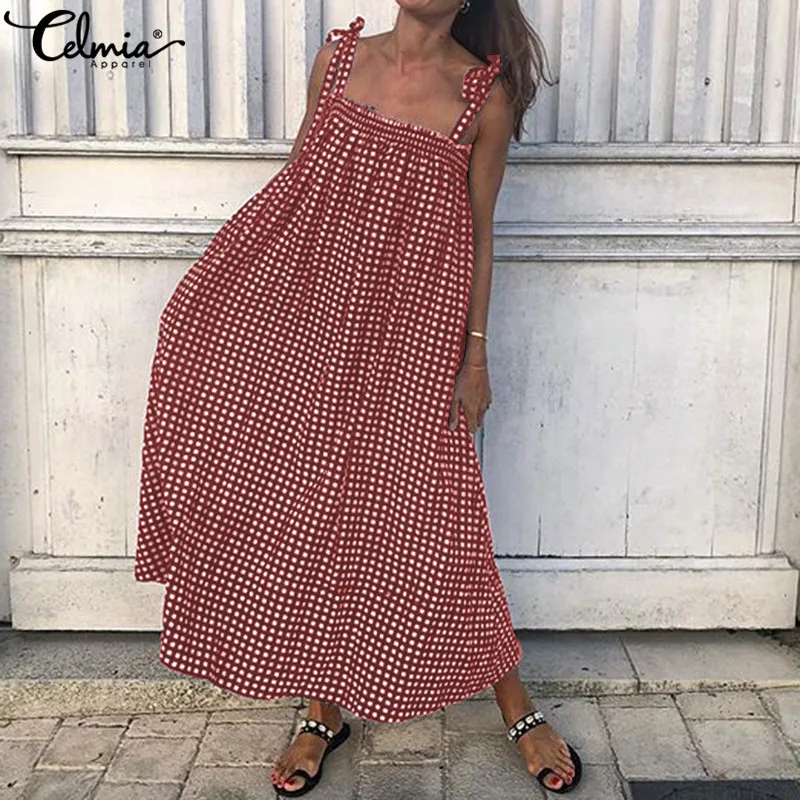 Plus Size Dot Printed Summer Dress 2019 Celmia Women Sexy Straps Sleeveless Maxi Dress Casual Loose Vintage Long Shirt Vestidos
Plus Size Dot Printed Summer Dress 2019 Celmia Women Sexy Straps Sleeveless Maxi Dress Casual Loose Vintage Long Shirt Vestidos