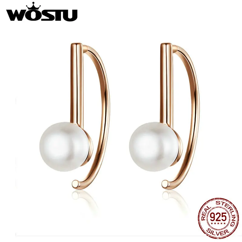 WOSTU Rose Gold Semicircle Stud Earrings 925 Sterling Silver Freshwater Pearls Small Earrings For Women Wedding Jewelry CQE604
WOSTU Rose Gold Semicircle Stud Earrings 925 Sterling Silver Freshwater Pearls Small Earrings For Women Wedding Jewelry CQE604