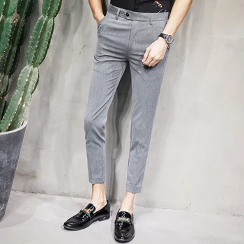 British Style Man Dress Pants Slim Fit Black Grey Trousers Men 2019 Formal Pantalon Lana Stripe Men Business Pants Elegante
British Style Man Dress Pants Slim Fit Black Grey Trousers Men 2019 Formal Pantalon Lana Stripe Men Business Pants Elegante