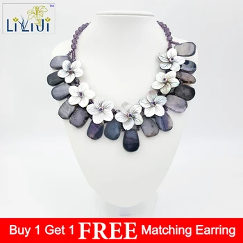 Lii Ji Dye Purple Color Agate, Glass ,Shell Flowers with Jade Toggle Clasp Necklace Approx 48cm
Lii Ji Dye Purple Color Agate, Glass ,Shell Flowers with Jade Toggle Clasp Necklace Approx 48cm