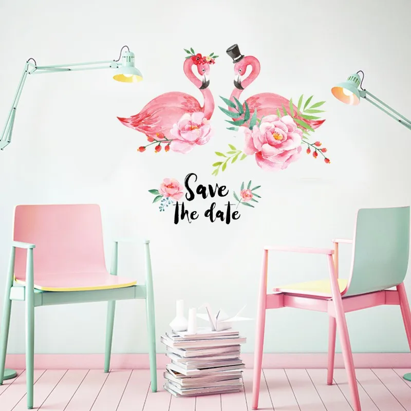 New Pink Romantic Flamingo Wall Stickers Home Decor Living Room Green Life Wall Art DIY Modern Wall Decals Living Room Bedroom
New Pink Romantic Flamingo Wall Stickers Home Decor Living Room Green Life Wall Art DIY Modern Wall Decals Living Room Bedroom